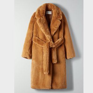 Babaton Watt faux fur camel Teddy coat
